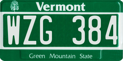 VT license plate WZG384