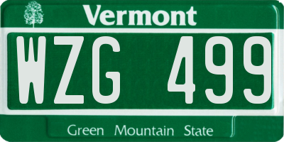 VT license plate WZG499
