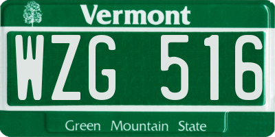 VT license plate WZG516