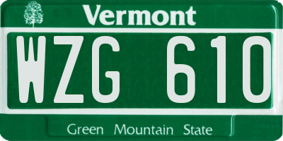 VT license plate WZG610