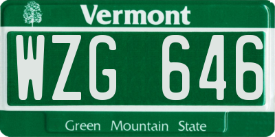 VT license plate WZG646