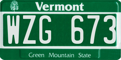 VT license plate WZG673