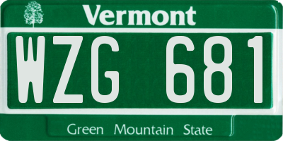 VT license plate WZG681