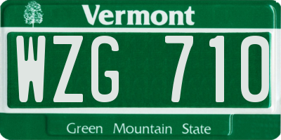 VT license plate WZG710