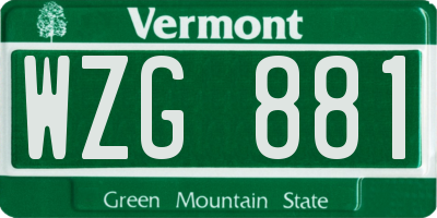 VT license plate WZG881