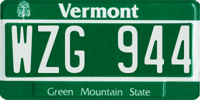 VT license plate WZG944