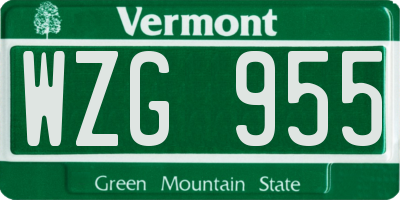 VT license plate WZG955