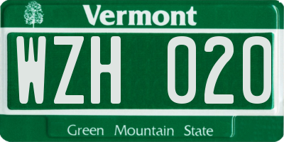 VT license plate WZH020