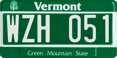VT license plate WZH051