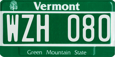 VT license plate WZH080