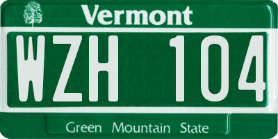 VT license plate WZH104
