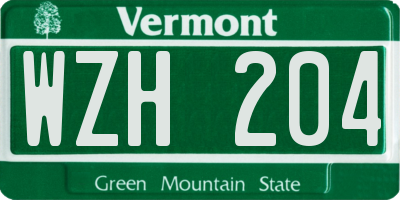 VT license plate WZH204