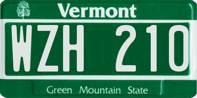 VT license plate WZH210