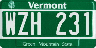 VT license plate WZH231