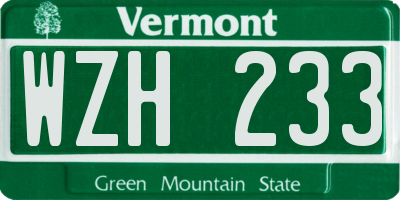 VT license plate WZH233