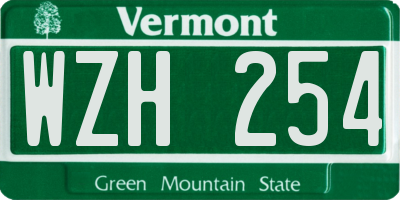 VT license plate WZH254