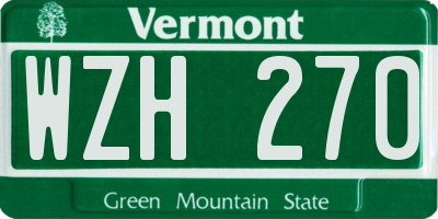 VT license plate WZH270