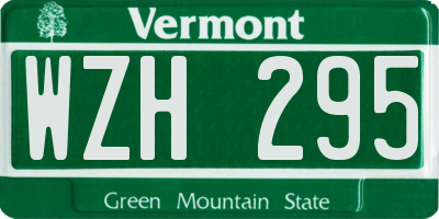 VT license plate WZH295