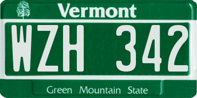 VT license plate WZH342