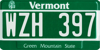 VT license plate WZH397