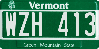 VT license plate WZH413