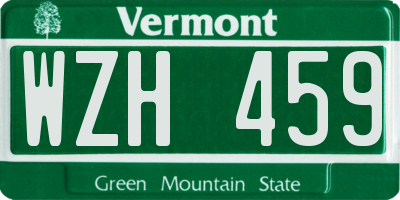 VT license plate WZH459