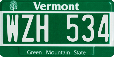 VT license plate WZH534