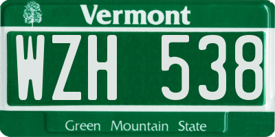 VT license plate WZH538