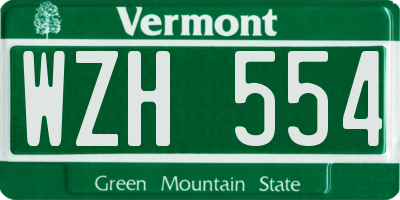 VT license plate WZH554