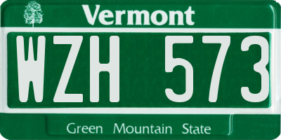 VT license plate WZH573