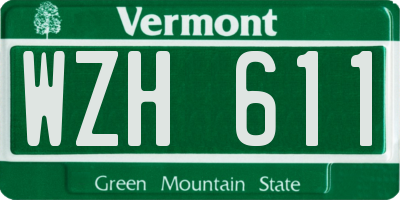 VT license plate WZH611