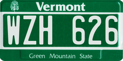 VT license plate WZH626