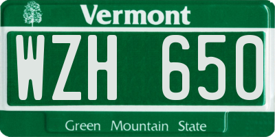 VT license plate WZH650