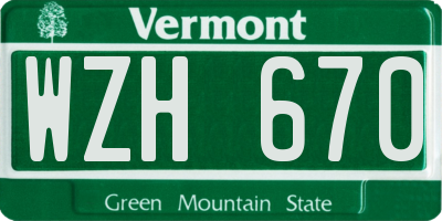 VT license plate WZH670