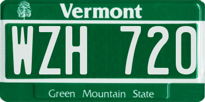 VT license plate WZH720