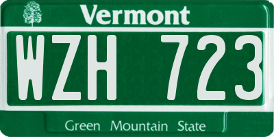 VT license plate WZH723