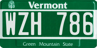 VT license plate WZH786