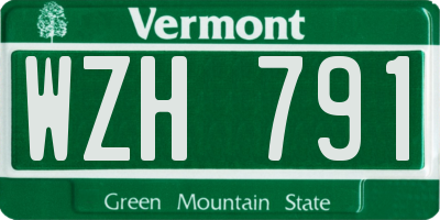 VT license plate WZH791