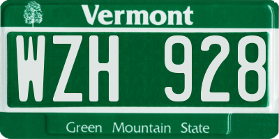 VT license plate WZH928