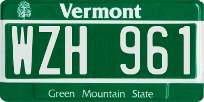 VT license plate WZH961