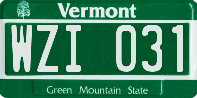 VT license plate WZI031