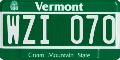VT license plate WZI070