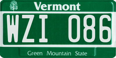 VT license plate WZI086