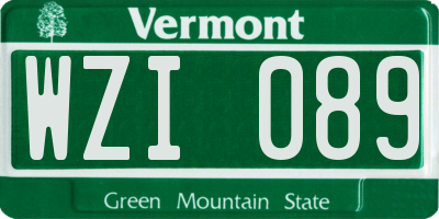 VT license plate WZI089