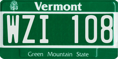 VT license plate WZI108