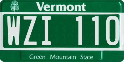 VT license plate WZI110