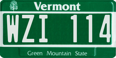 VT license plate WZI114