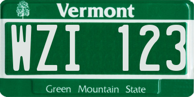 VT license plate WZI123