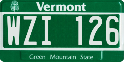 VT license plate WZI126