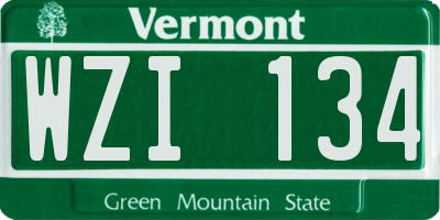 VT license plate WZI134
